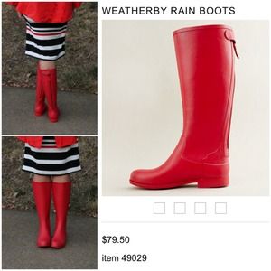 J crew  Red Weatherby Rain Boots