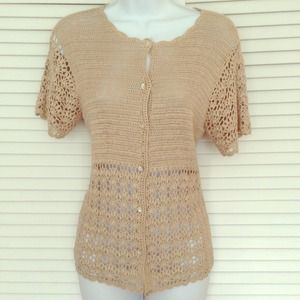 100% Linen Kenar hand crochet knit sweater top