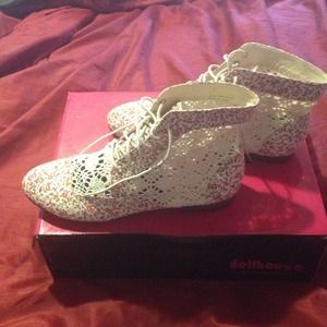 Vintage Floral and Lace Ankle Boot