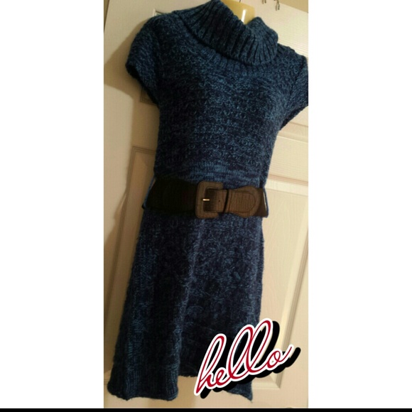 Sold!! Blue Sweater Dress with Black Belt