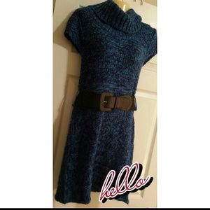 Sold!! Blue Sweater Dress with Black Belt