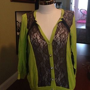 F21 TWELVE BY TWELVE LA GREEN CARDI CARDIGAN M