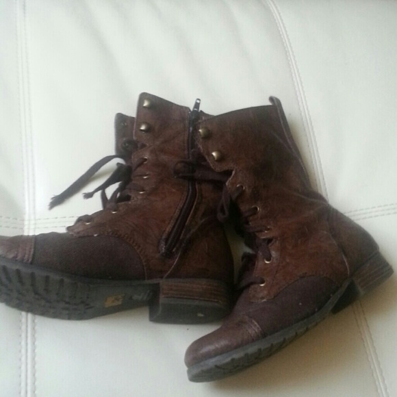 Brown combat boots