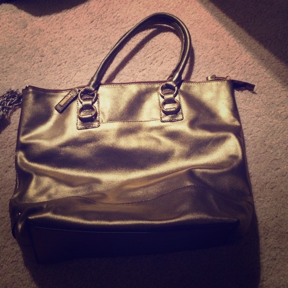 Gold Metallic Cole Haan tote