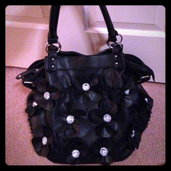 Black floral purse