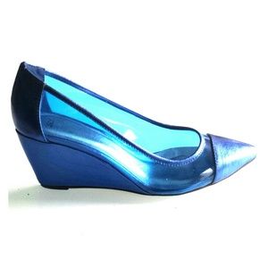 Cobalt blue metallic wedges