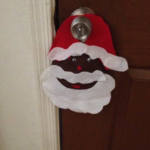Christmas Santa (African Amer) door knob holder.