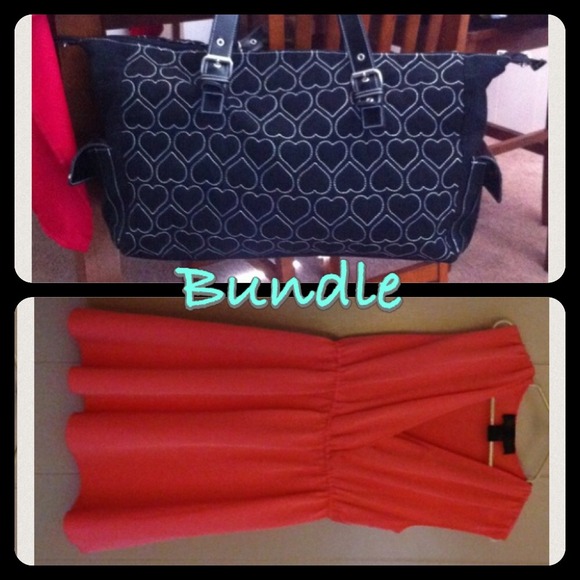 BOGO Quilted heart overnight bag & Coral Dress