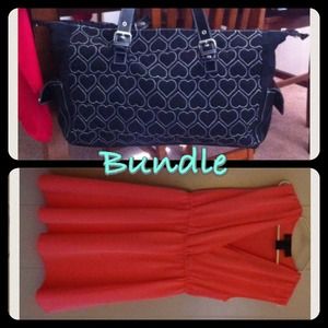 BOGO Quilted heart overnight bag & Coral Dress
