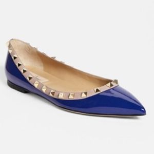 Valentino 'Rockstud' Pointy Toe Ballerina Flat