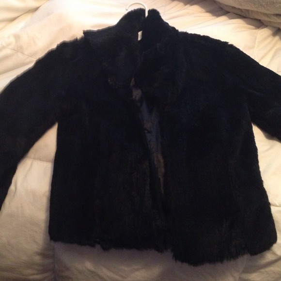 Arden b real rabbit fur black coat