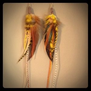 🌀Handcrafted feather earrings - long