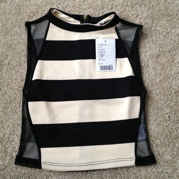 Urban Outfitters Tops - NWT Mesh with Nude & Black Stripes Top