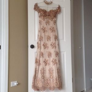 SOLD Peach sequin lace dress