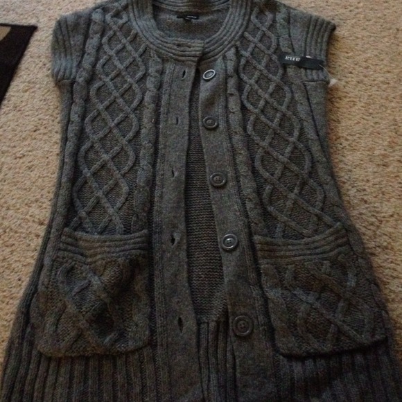 Gray long cardigan sweater