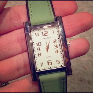 Green & brown leather watch