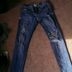 Ripped Hydraulic Denim Skinny Jeans