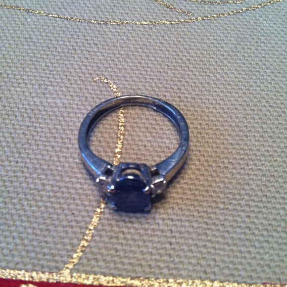 💍3ct sapphire 1/2 ct diamond ring sz 4.25 - Picture 2 of 4