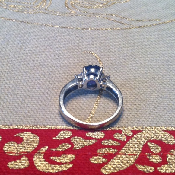 💍3ct sapphire 1/2 ct diamond ring sz 4.25 - Picture 4 of 4