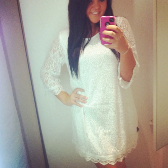 White lace dress (white slip underneath it). - Picture 1 of 1