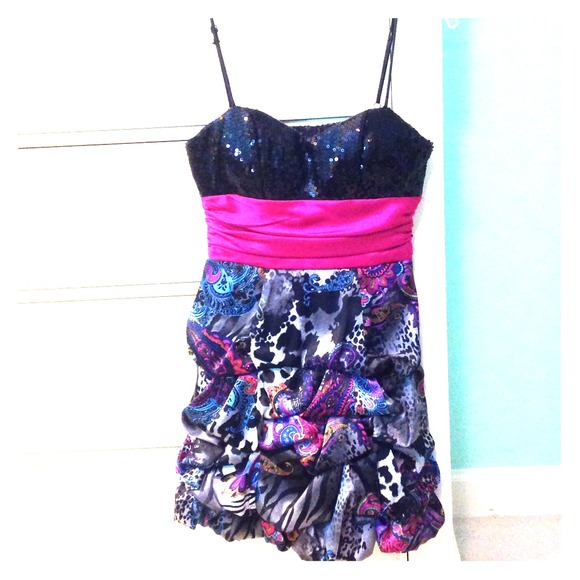 Sequin and Patterned Homecoming/ Prom Dress