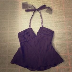 BCBGMaxAzria brown halter top with sequence