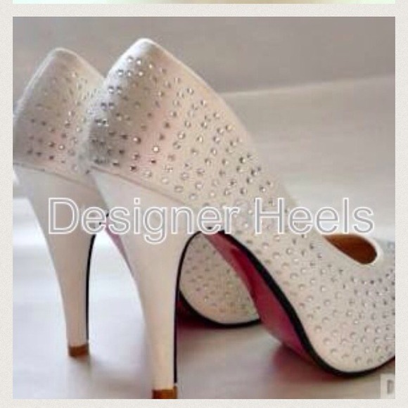 Italian Red bottom White studded pumps - Picture 3 of 3