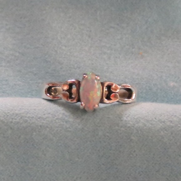 Opal and sterling silver ring