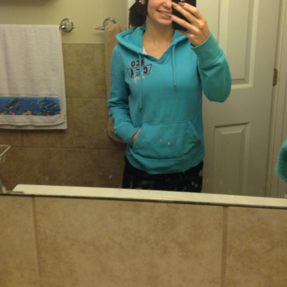 Hollister Outerwear - Turquoise Hollister hoodie