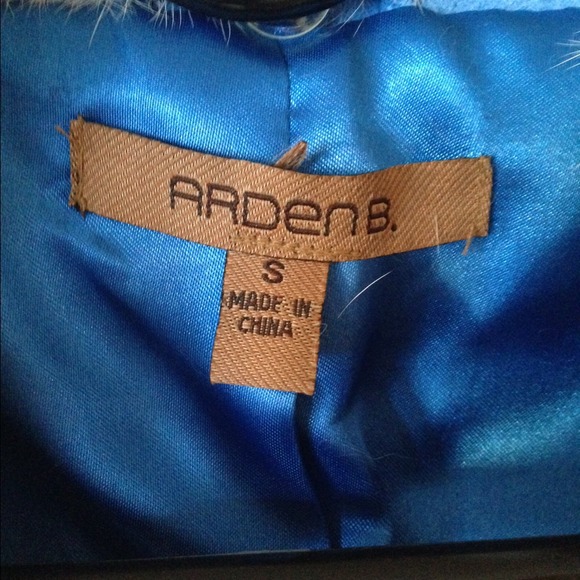 Arden B suede coat w/ removable rabbit fur collar.