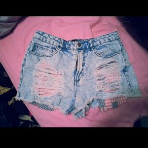 SOLD●American Flag High waisted Denim Shorts