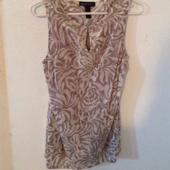 Beaded Blouse light tan colored