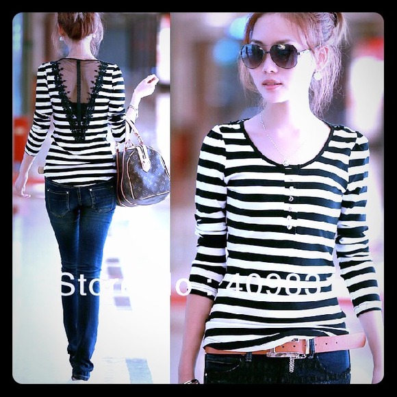 Sexy stripe and lace top
