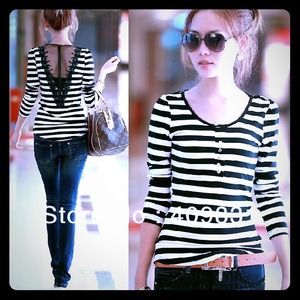 Sexy stripe and lace top