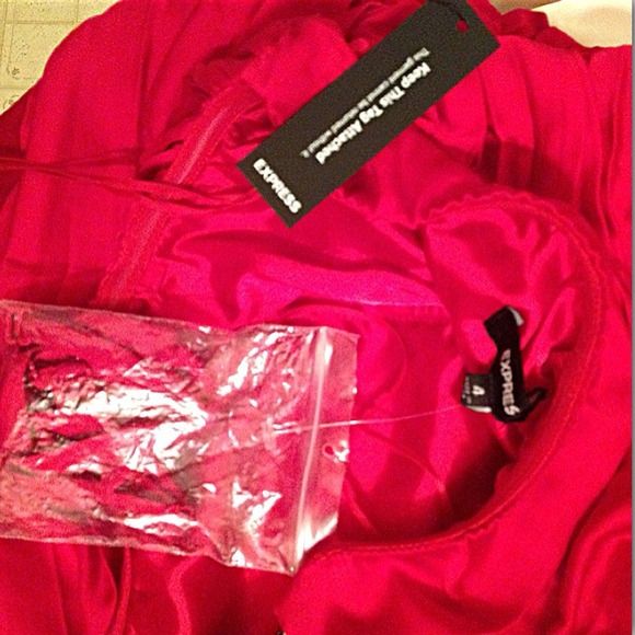Express Red Ruched Strapless Dress - Picture 4 of 4