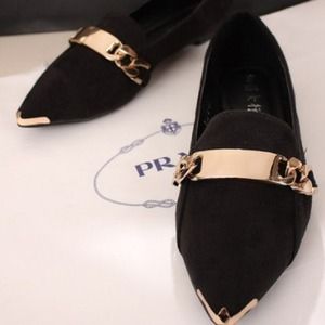 Size 8 ❗️ British Style Suede Black Flat Shoes❤️