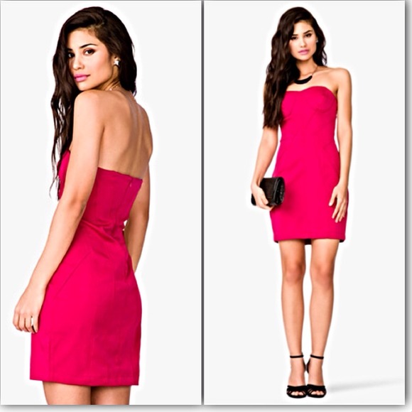Forever 21 Hot Pink Strapless Dress - Picture 2 of 4
