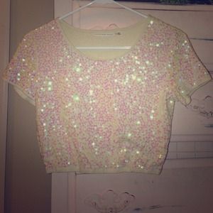 Sequin crop tee