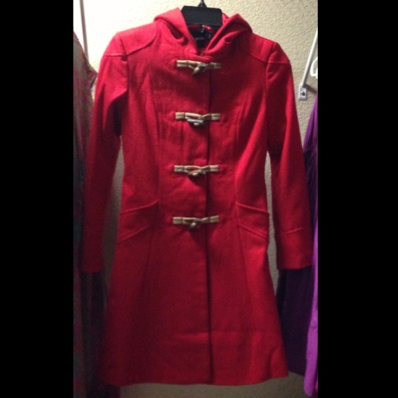 Red ASOS Petite Hooded Toggle Coat Size 1
