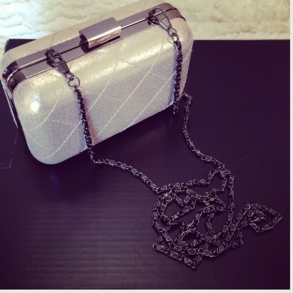 Forever 21 Clutches & Wallets - Champagne Quilted Mini Chain Strap Clutch