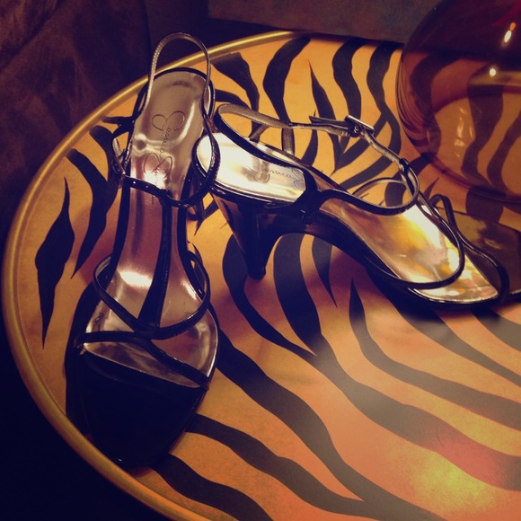 Black strappy Jessica Simpson heels. Size 8.5