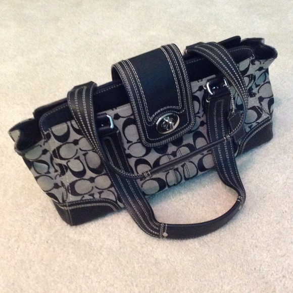AUTHENTIC Black Coach Bag w/ Silver Hardware