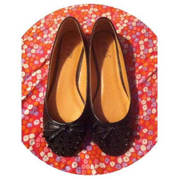 Black studded spiked ballet flats