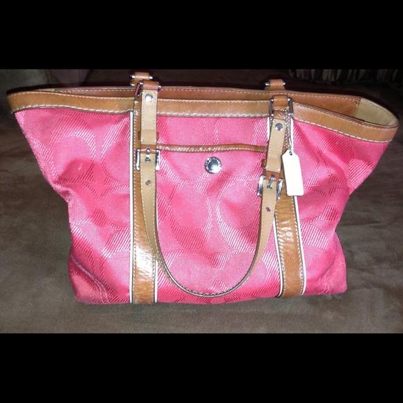 Coral colored coach purse
