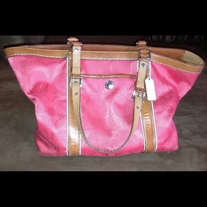 Coral colored coach purse