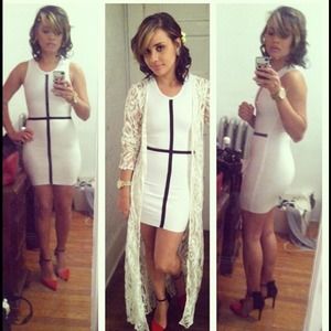 Cross black and white dress