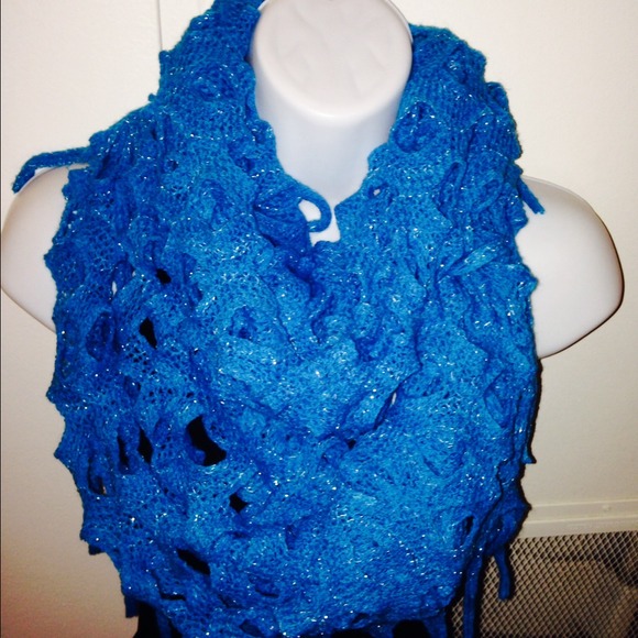 Blue infinity scarf with shimmer