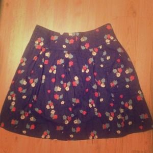 High Waisted Navy Blue Floral Skirt