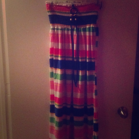 A rainbow maxi dress
