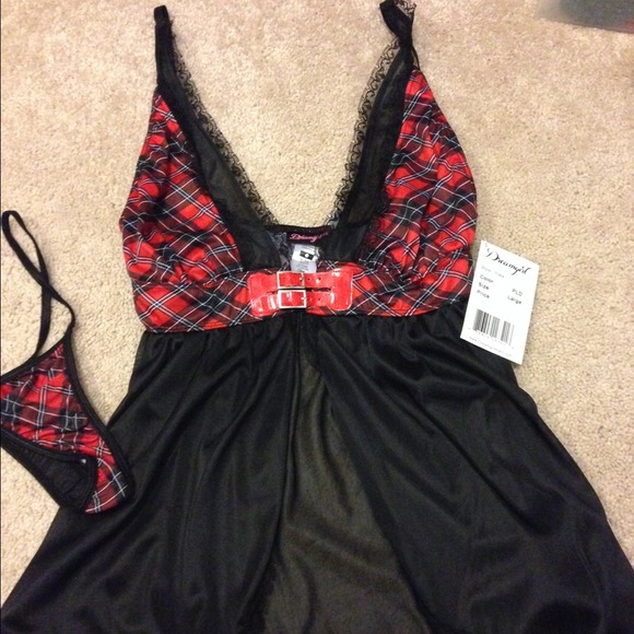 Traded- Black and Plaid Two Piece Lingerie